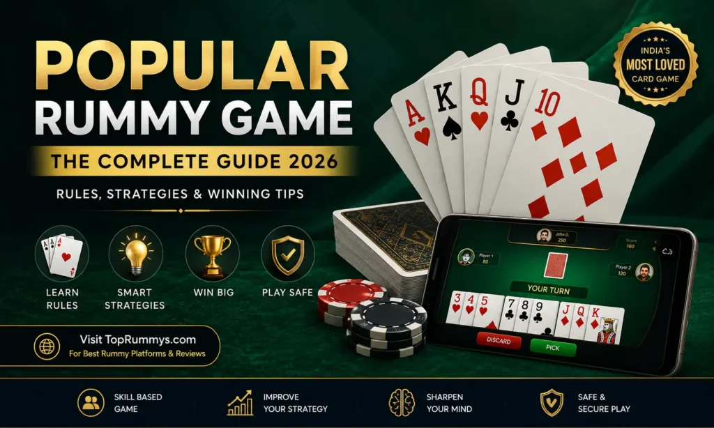Popular Rummy Game guide featuring playing cards, online rummy gameplay, winning strategies, and skill-based card game tips for 2026.