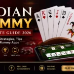 Indian Rummy guide 2026 showing playing cards, joker cards, online rummy app, winning strategies, and real cash rummy gameplay.