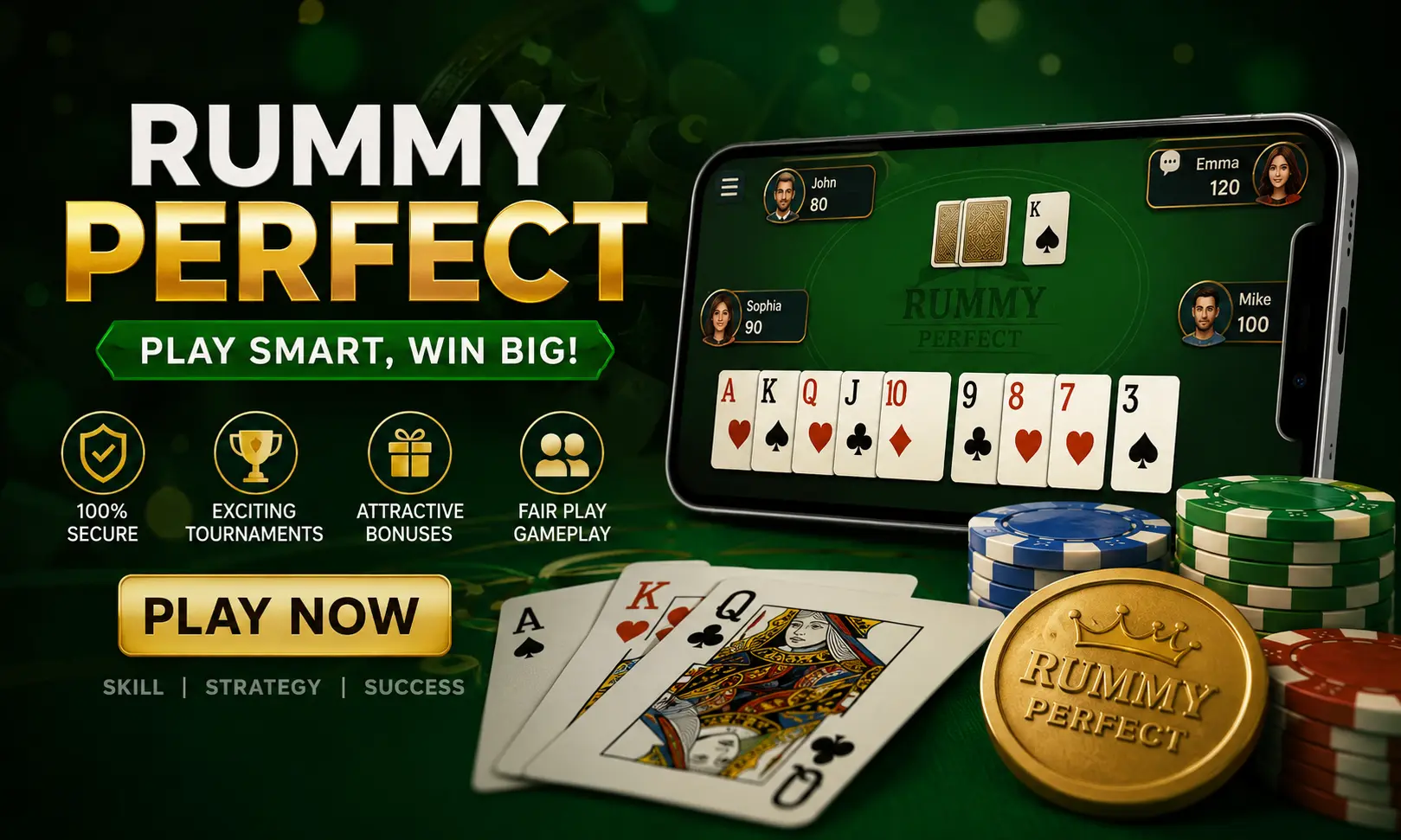 Rummy Perfect online rummy game guide with cards, chips, and mobile gameplay interface