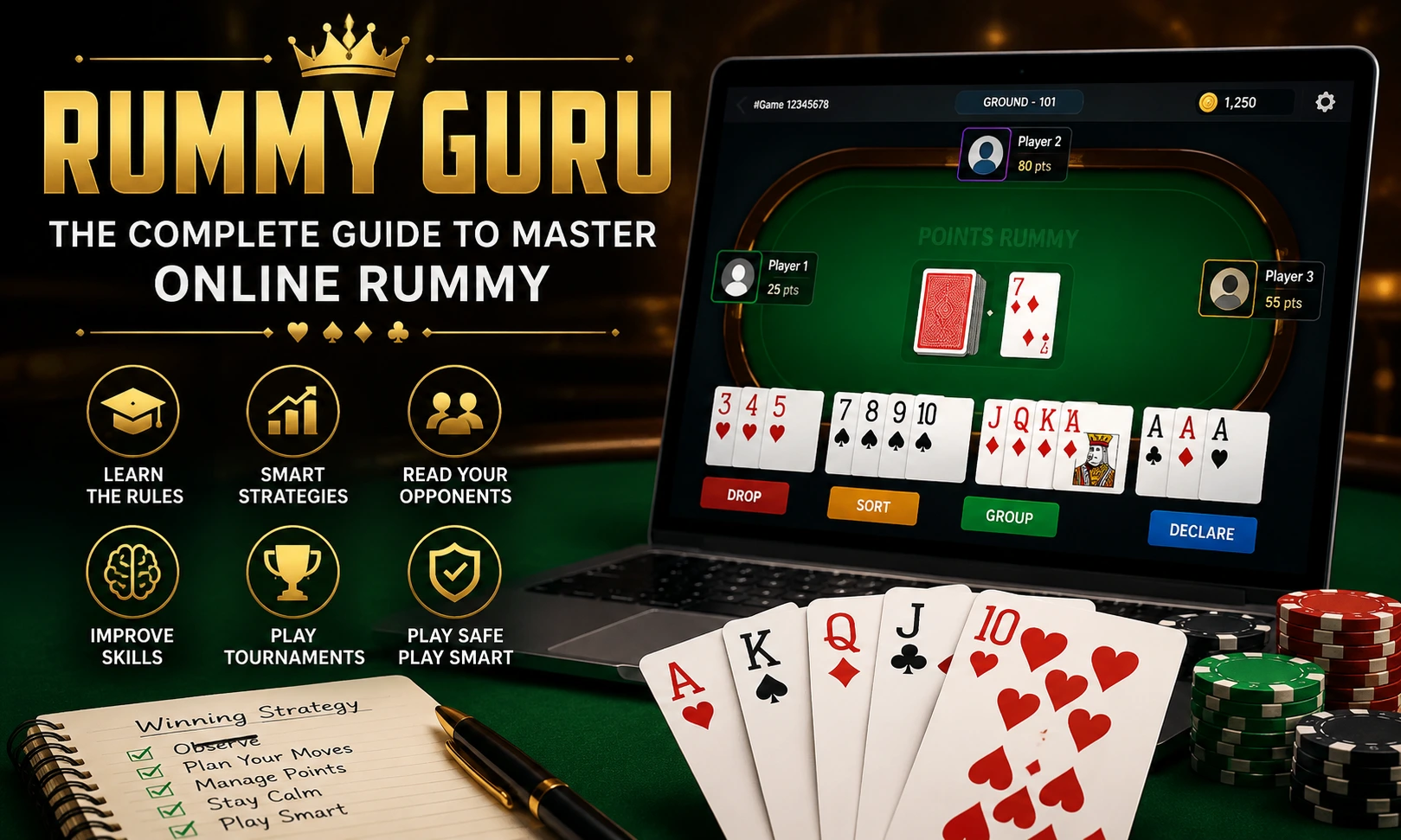 Rummy Guru complete guide featuring online rummy strategies, expert gameplay tips, tournament techniques, and winning methods.