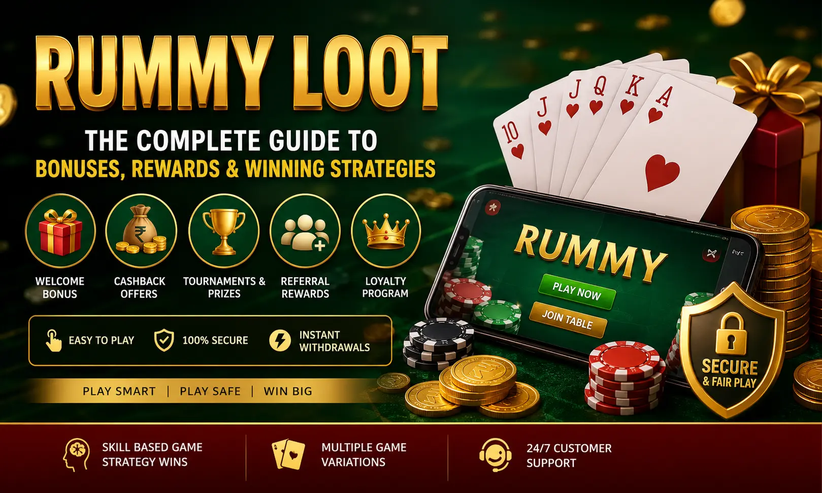 Rummy Loot guide featuring online rummy bonuses, rewards, cashback offers, tournaments, and winning strategies for players